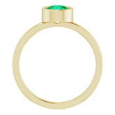 14K Yellow 6 mm Natural Emerald Ring
